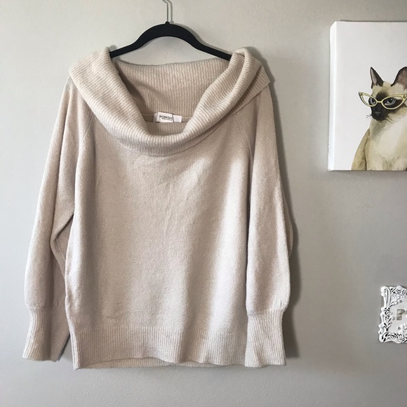 Workshop Republic Clothing Sweaters - Workshop Republic Cream Cowl-Neck Sweater